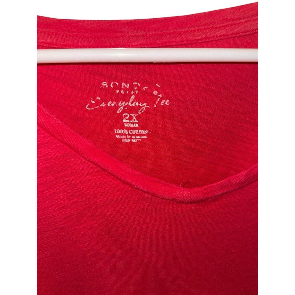 Red Sonoma Everyday Tee T Shirt 2X Women's Lifestyle V Neck Short Sleeve - Picture 4 of 4